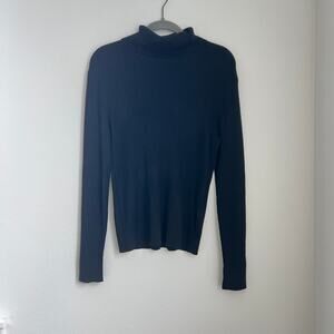 Abercrombie & Fitch Black Ribbed Knit Turtleneck Sweater L Dark Academia Office